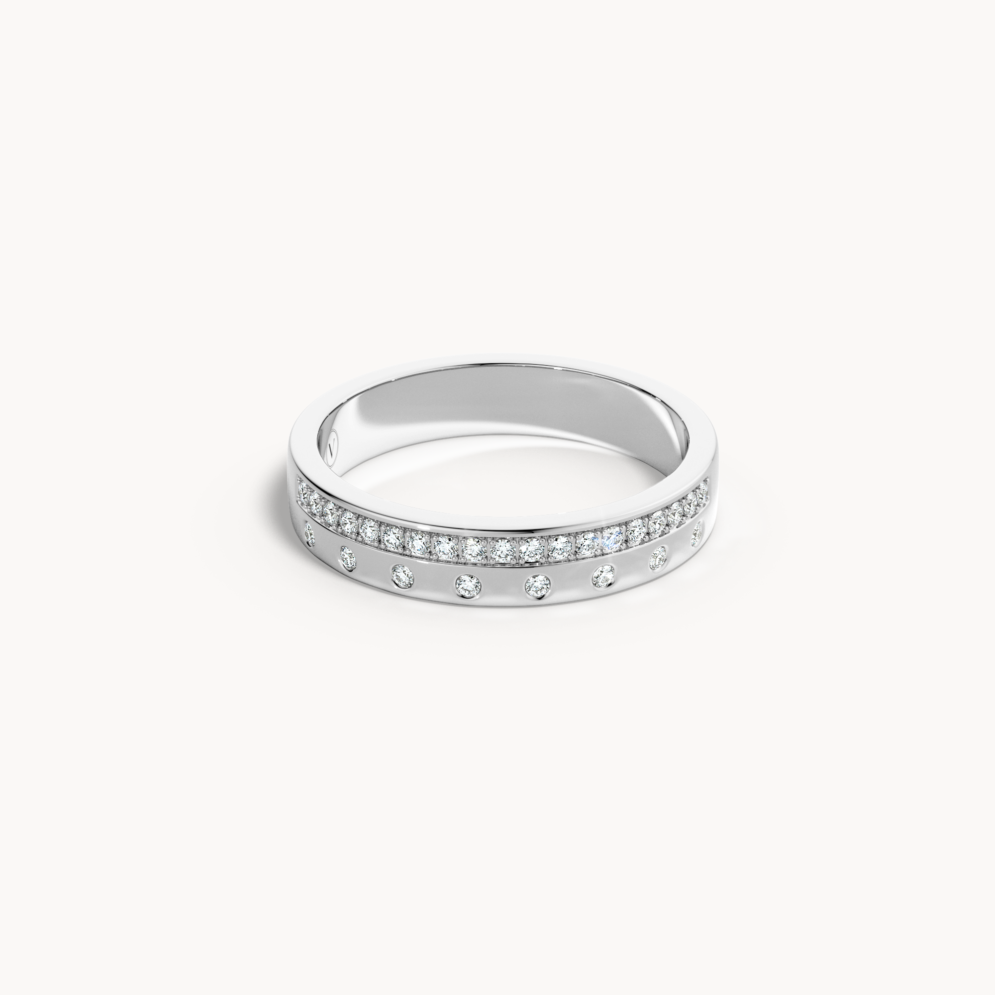 Channel & Scattered Wedding Band