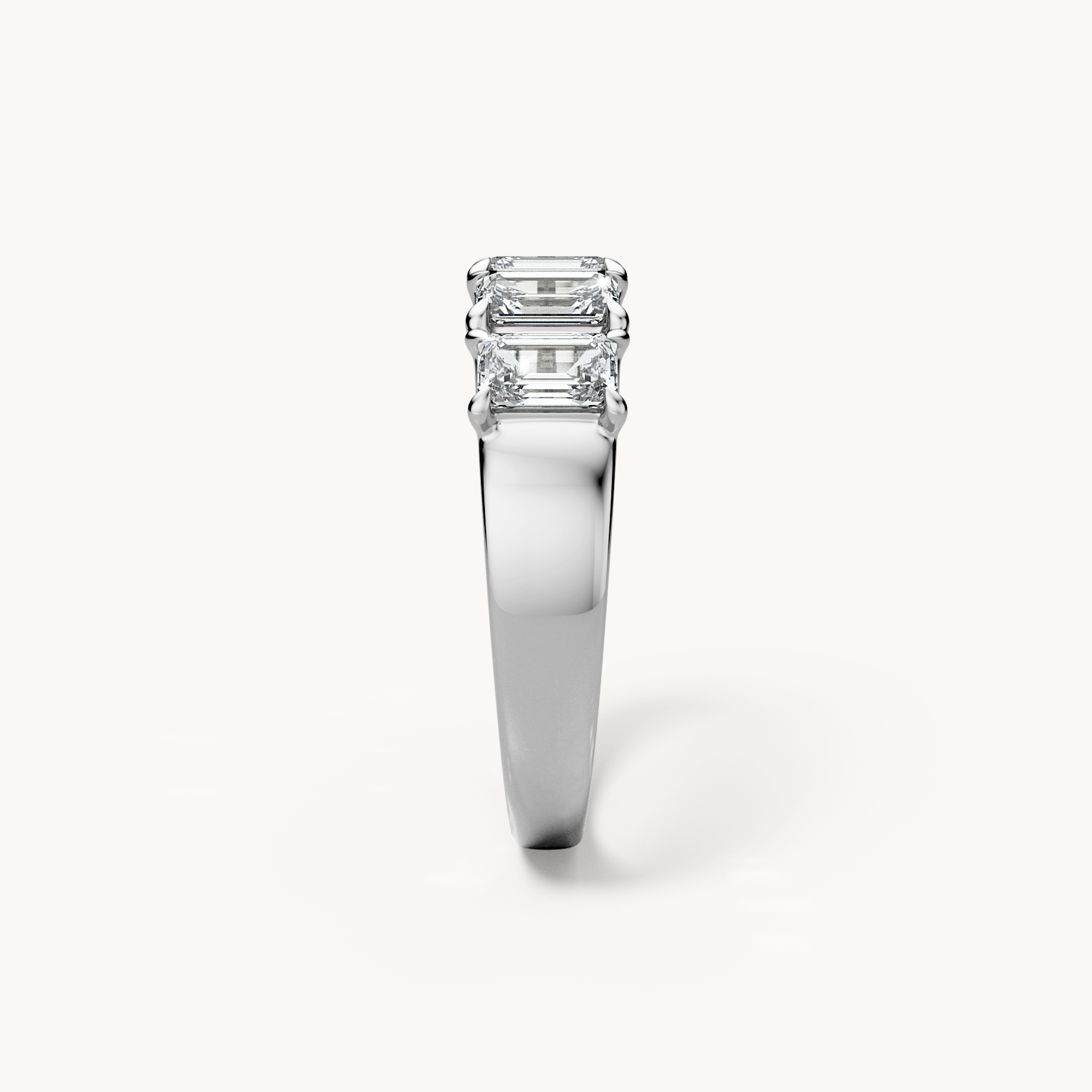 Emerald Cut Line Wedding Band