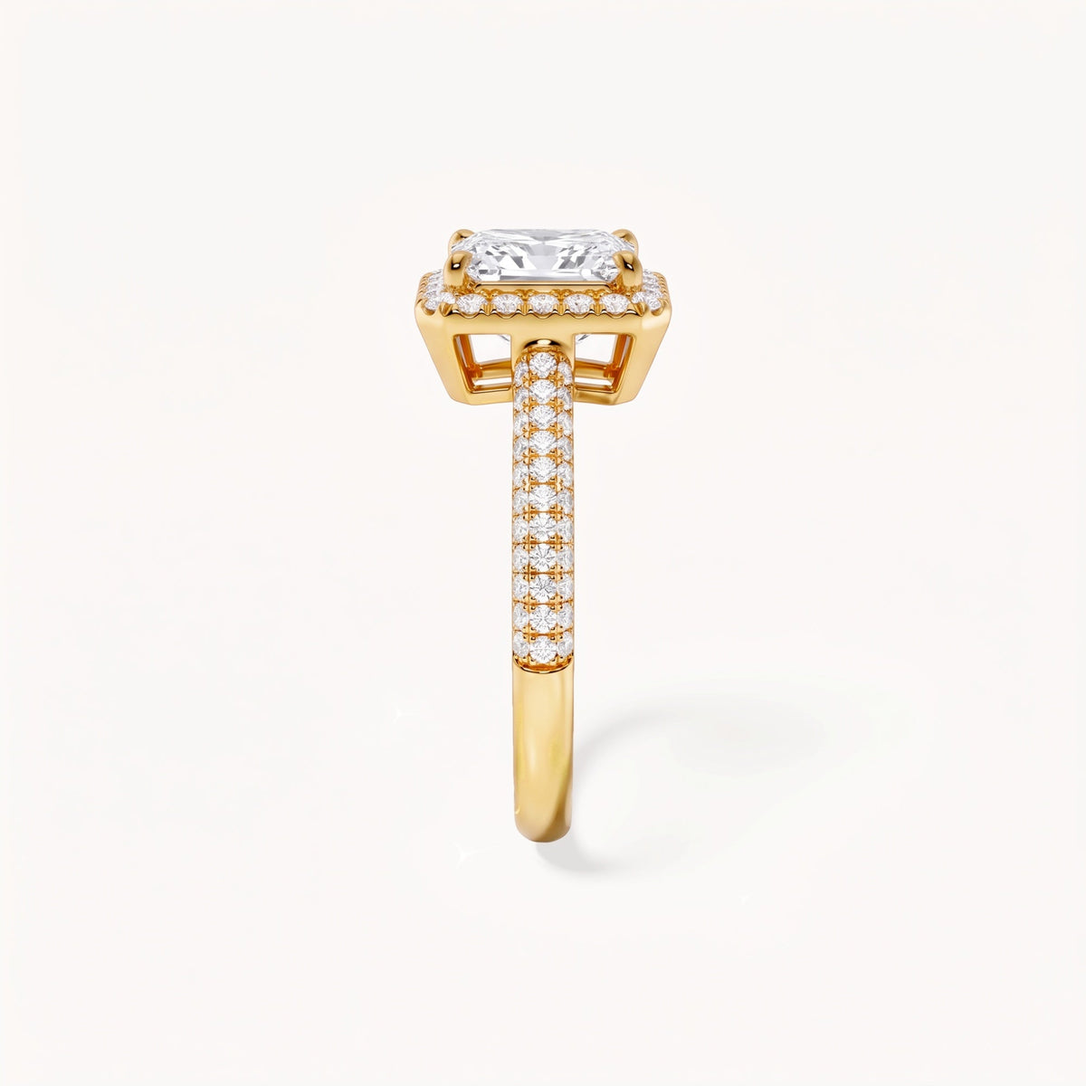 Devon Pavé Verlobungsring 0,86ct. in 18kt. Gelbgold, seitlich