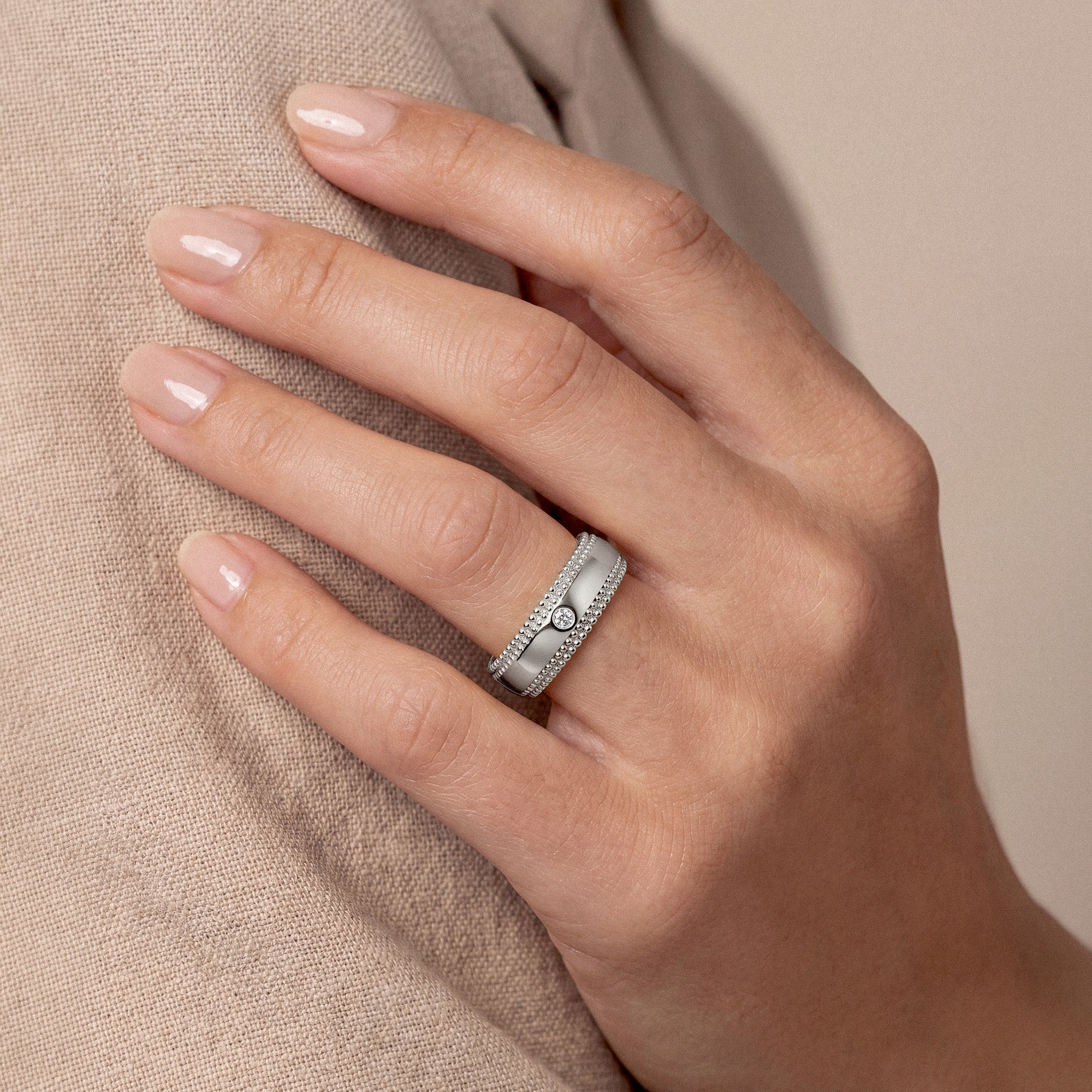 Milgrain Solitaire Wedding Band