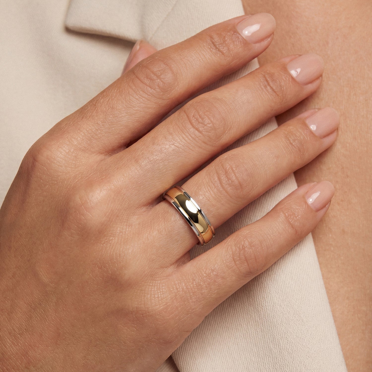 Bicolor Inlay Wedding Band