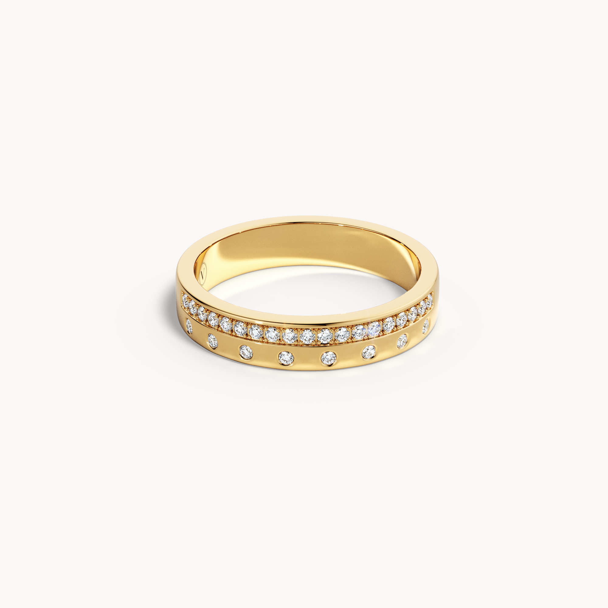 Channel &amp; Scattered Wedding Band