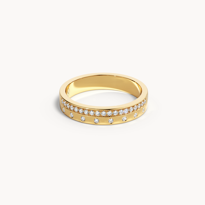 Channel &amp; Scattered Wedding Band