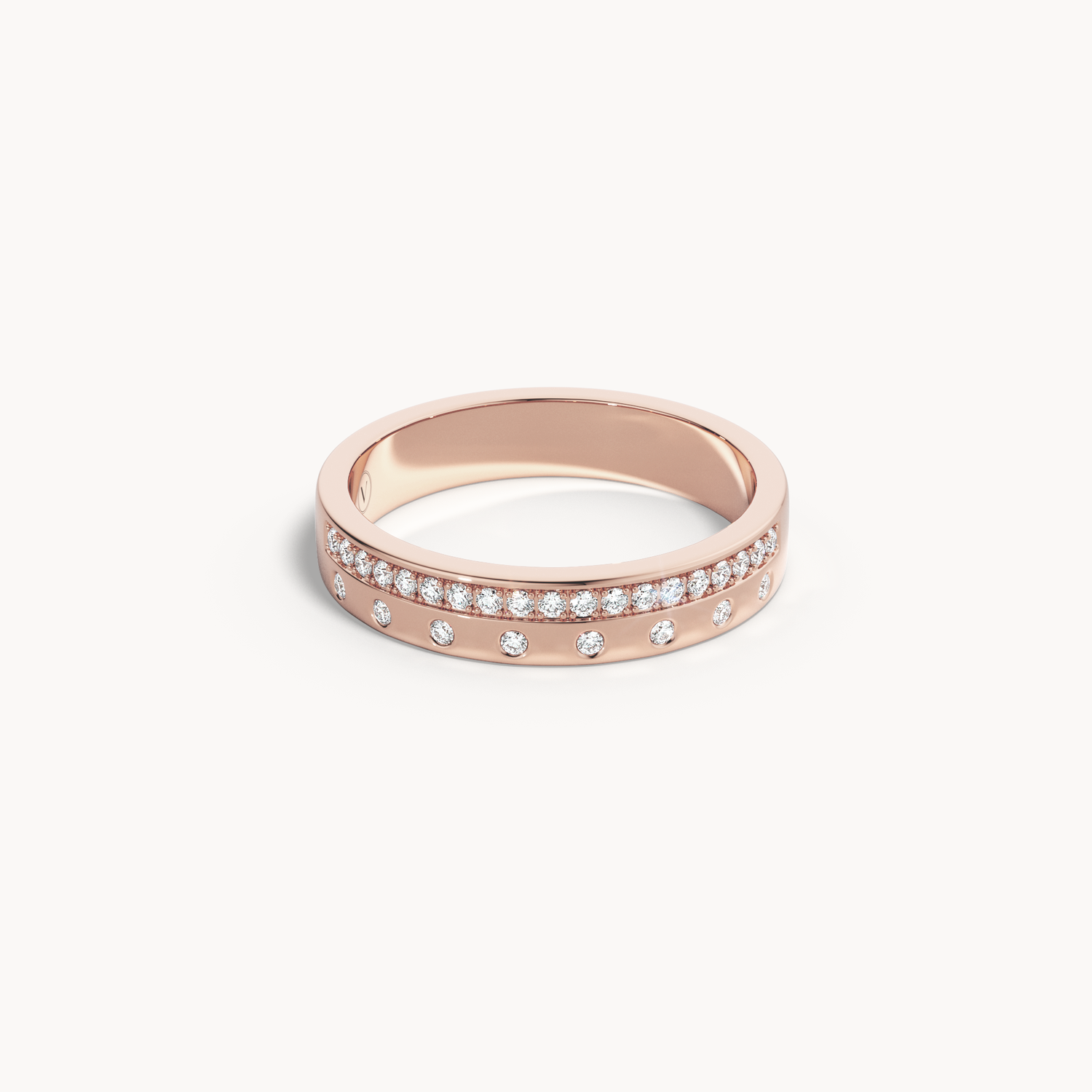 Channel &amp; Scattered Wedding Band