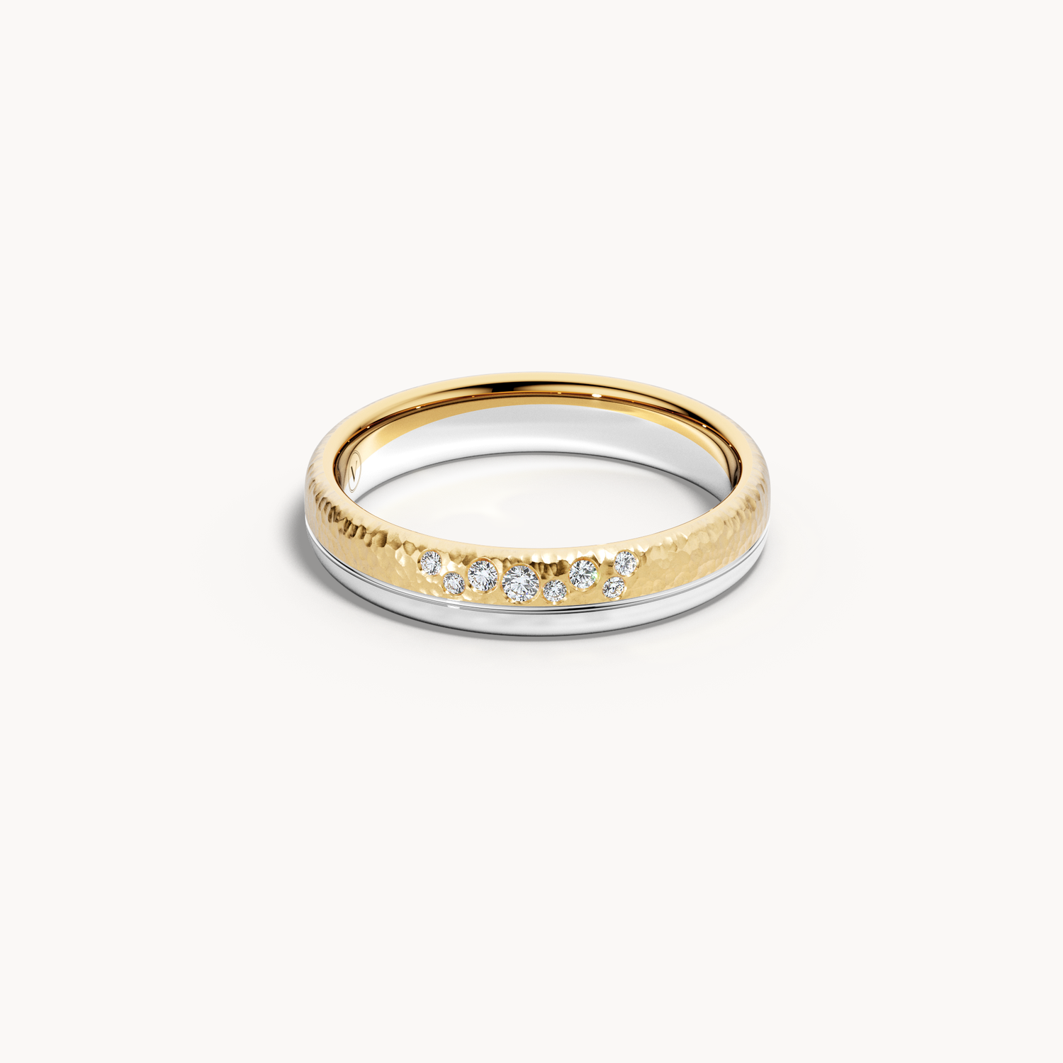 Bicolor Hammered Wedding Band