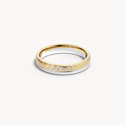 Bicolor Hammered Wedding Band