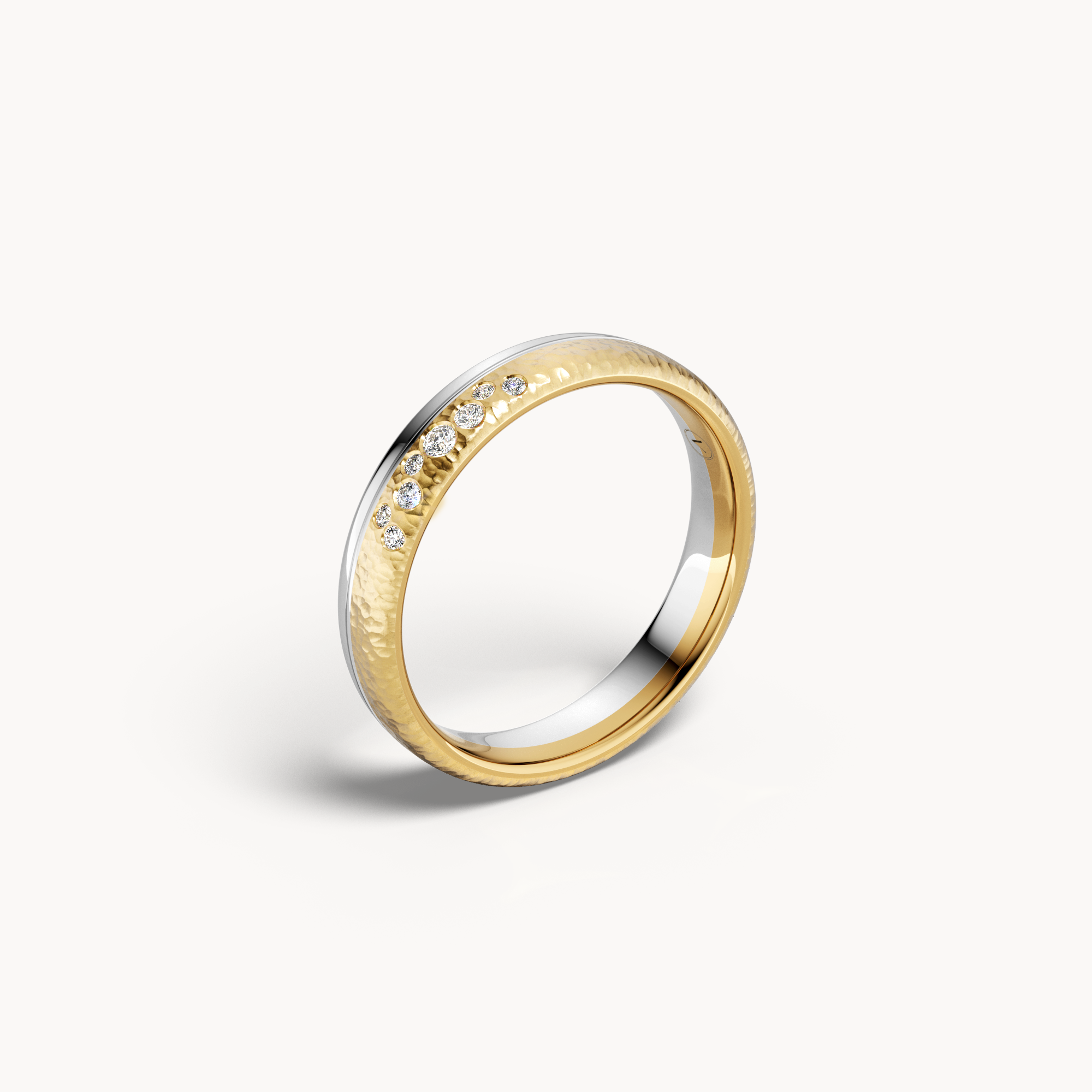 Bicolor Hammered Wedding Band