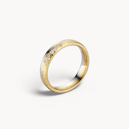 Bicolor Hammered Wedding Band