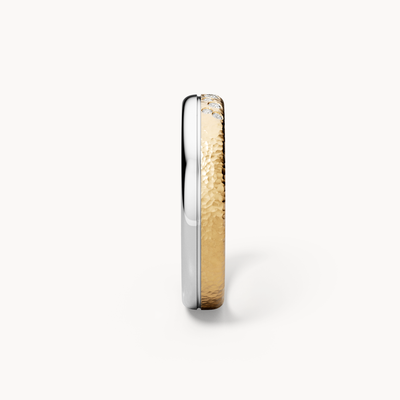 Bicolor Hammered Wedding Band