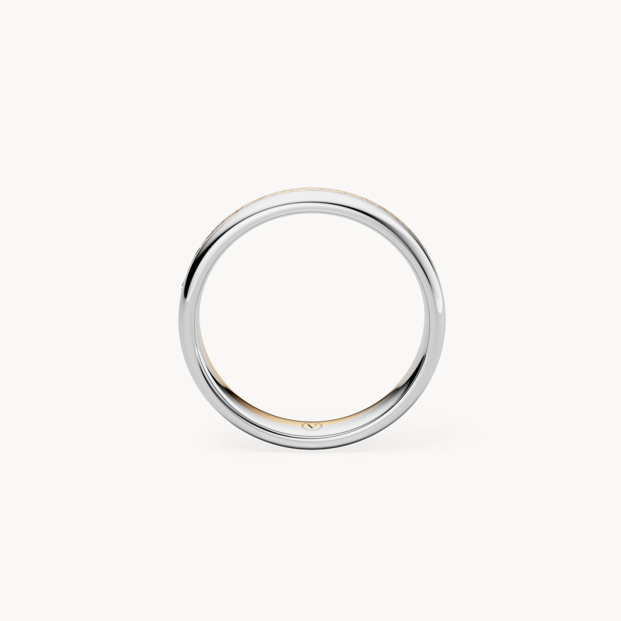Bicolor Hammered Wedding Band