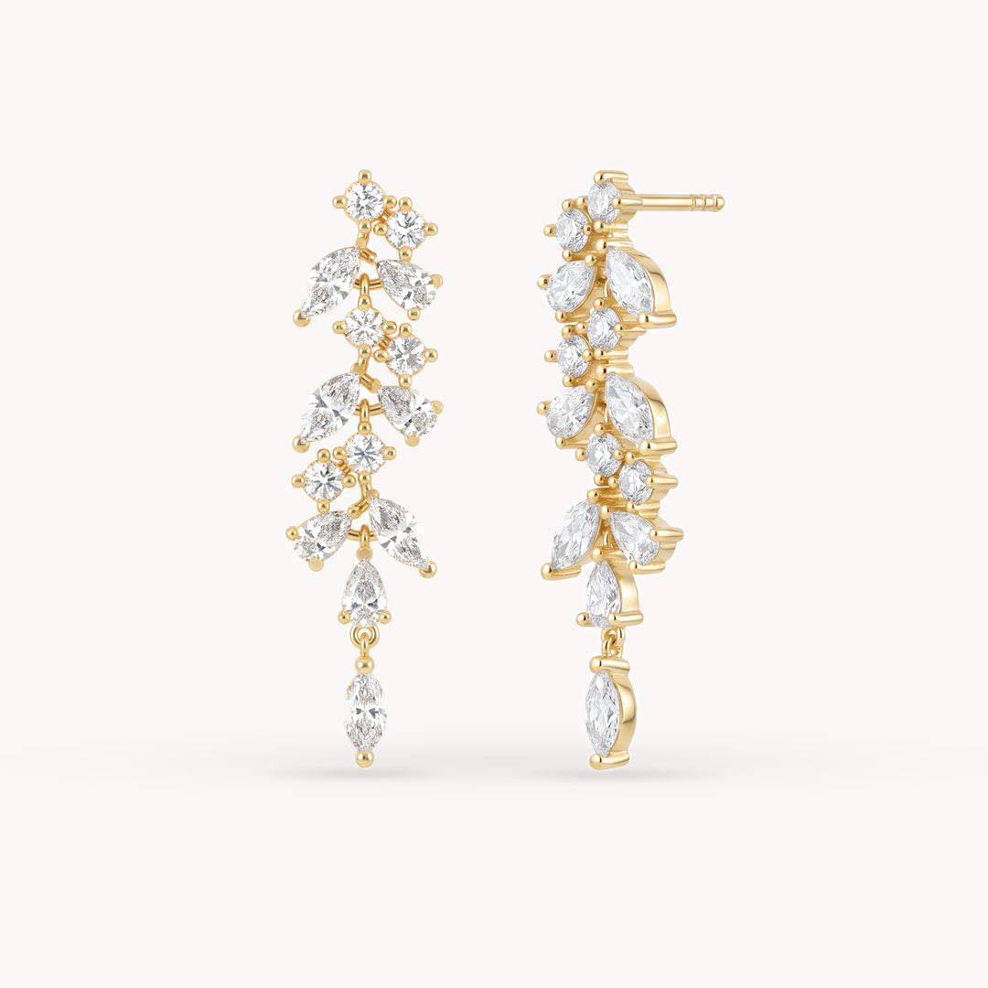 Alma Ohrringe aus 14kt. Gelbgold im Paar mit 28 Diamanten, 2,41ct. gesamt