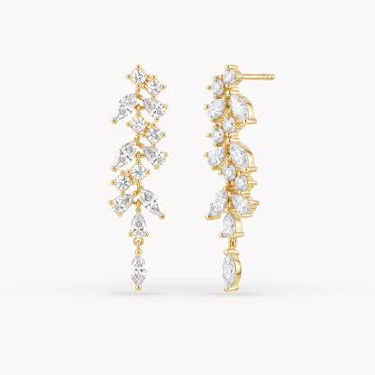 Alma Ohrringe aus 14kt. Gelbgold im Paar mit 28 Diamanten, 2,41ct. gesamt