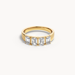 Emerald Cut Line Wedding Band