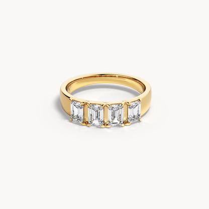 Emerald Cut Line Wedding Band