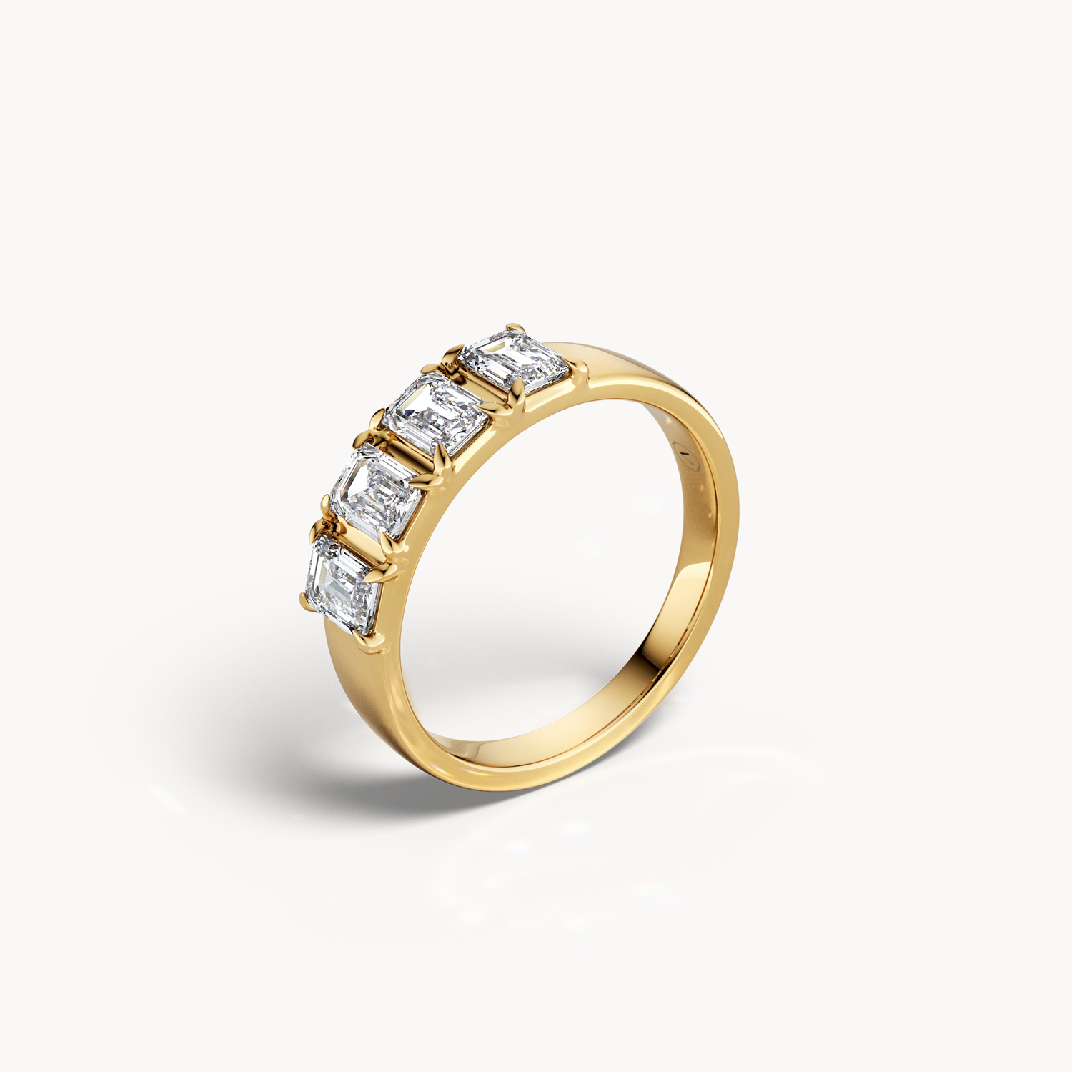 Emerald Cut Line Wedding Band