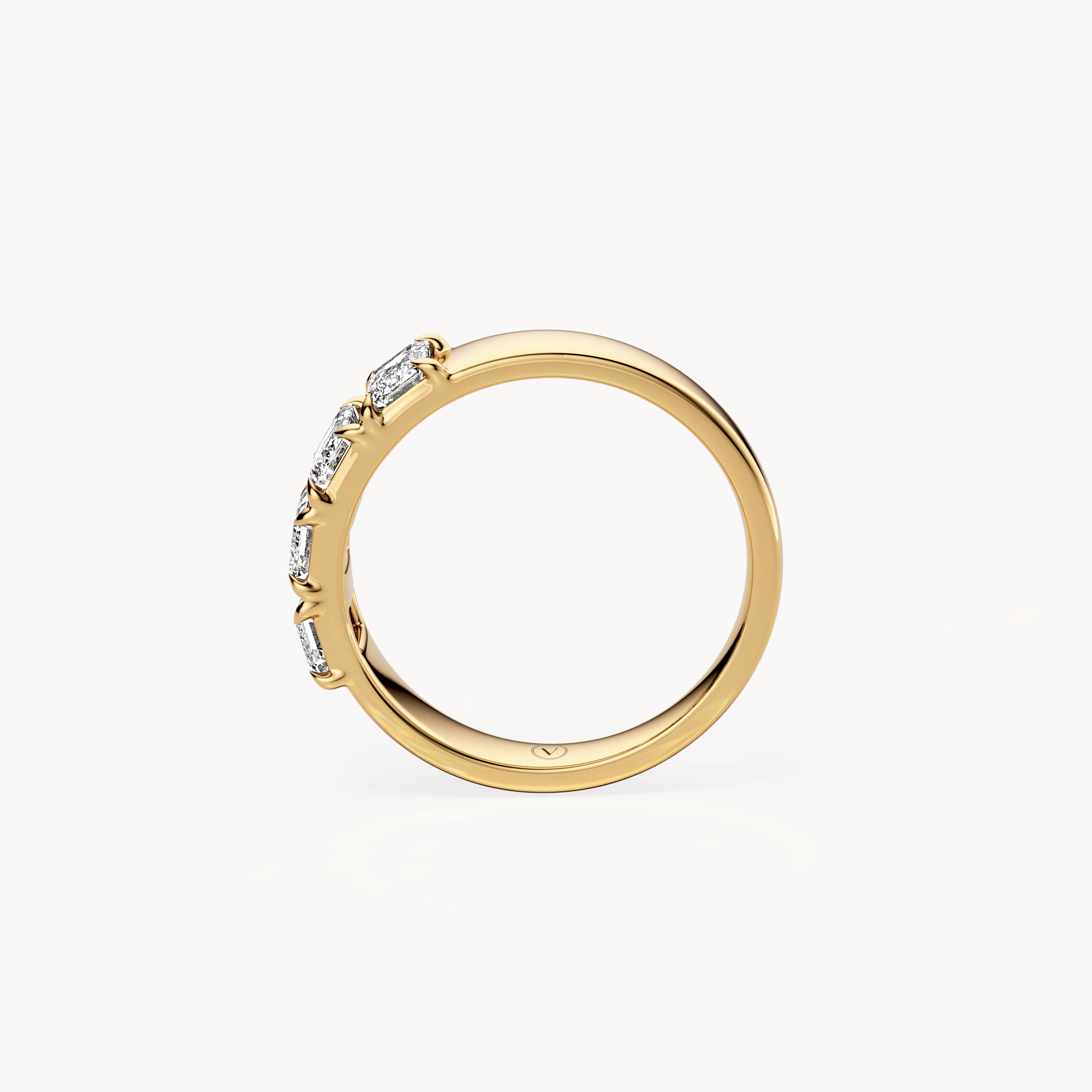 Emerald Cut Line Wedding Band