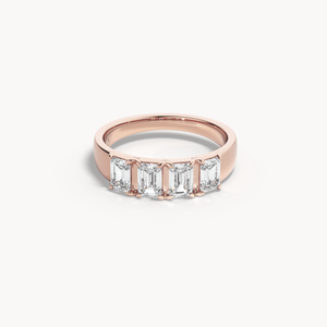 Emerald Cut Line Wedding Band