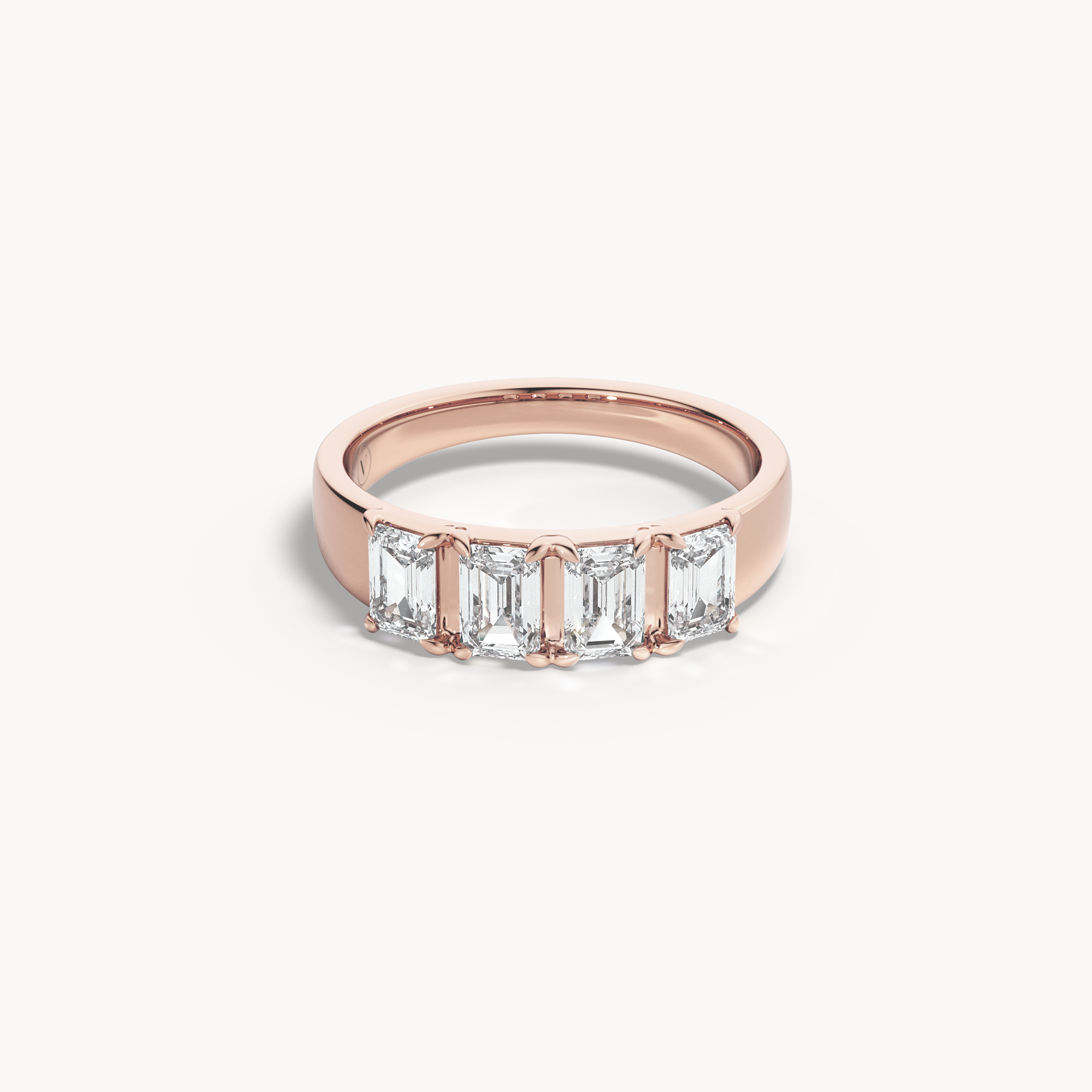 Emerald Cut Line Wedding Band