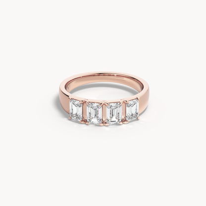 Emerald Cut Line Wedding Band