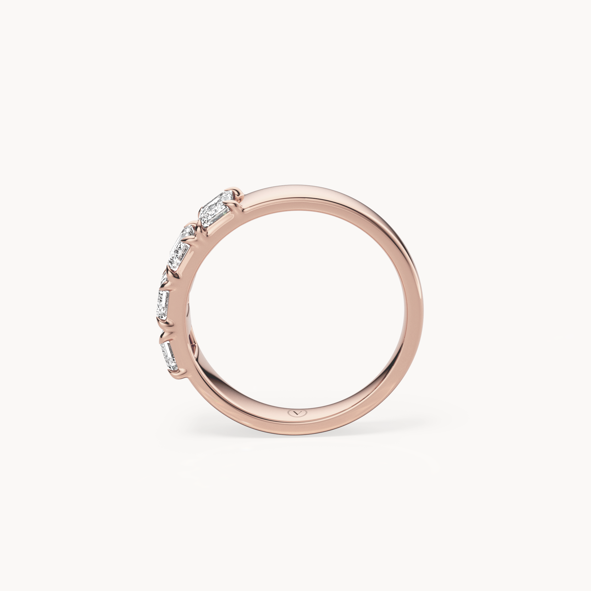 Emerald Cut Line Wedding Band