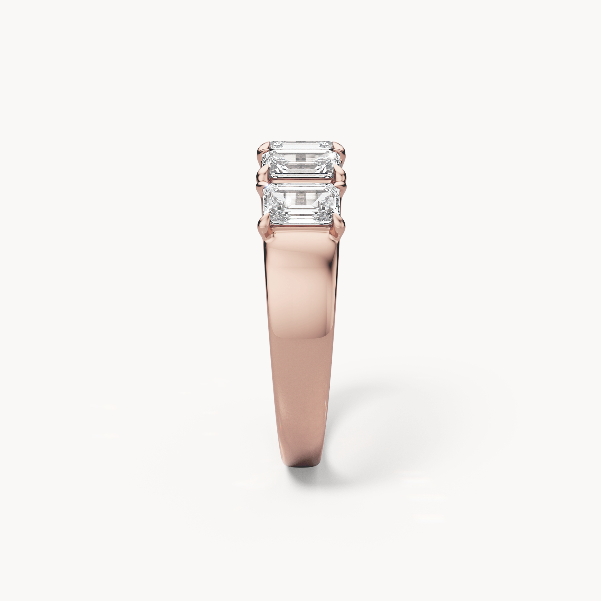 Emerald Cut Line Wedding Band