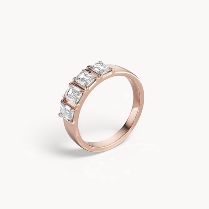 Emerald Cut Line Wedding Band