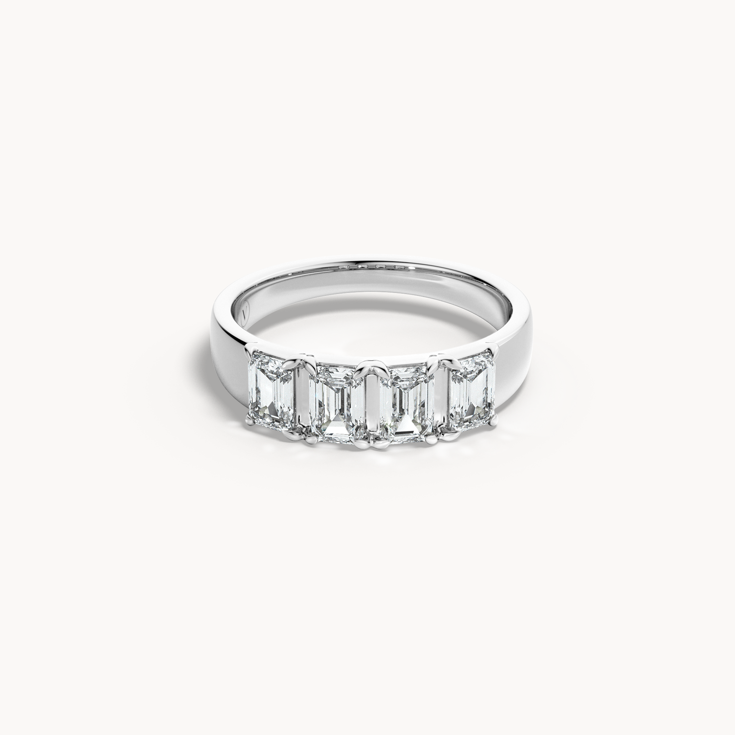 Emerald Cut Line Wedding Band