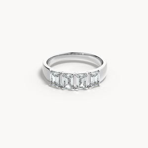 Emerald Cut Line Wedding Band