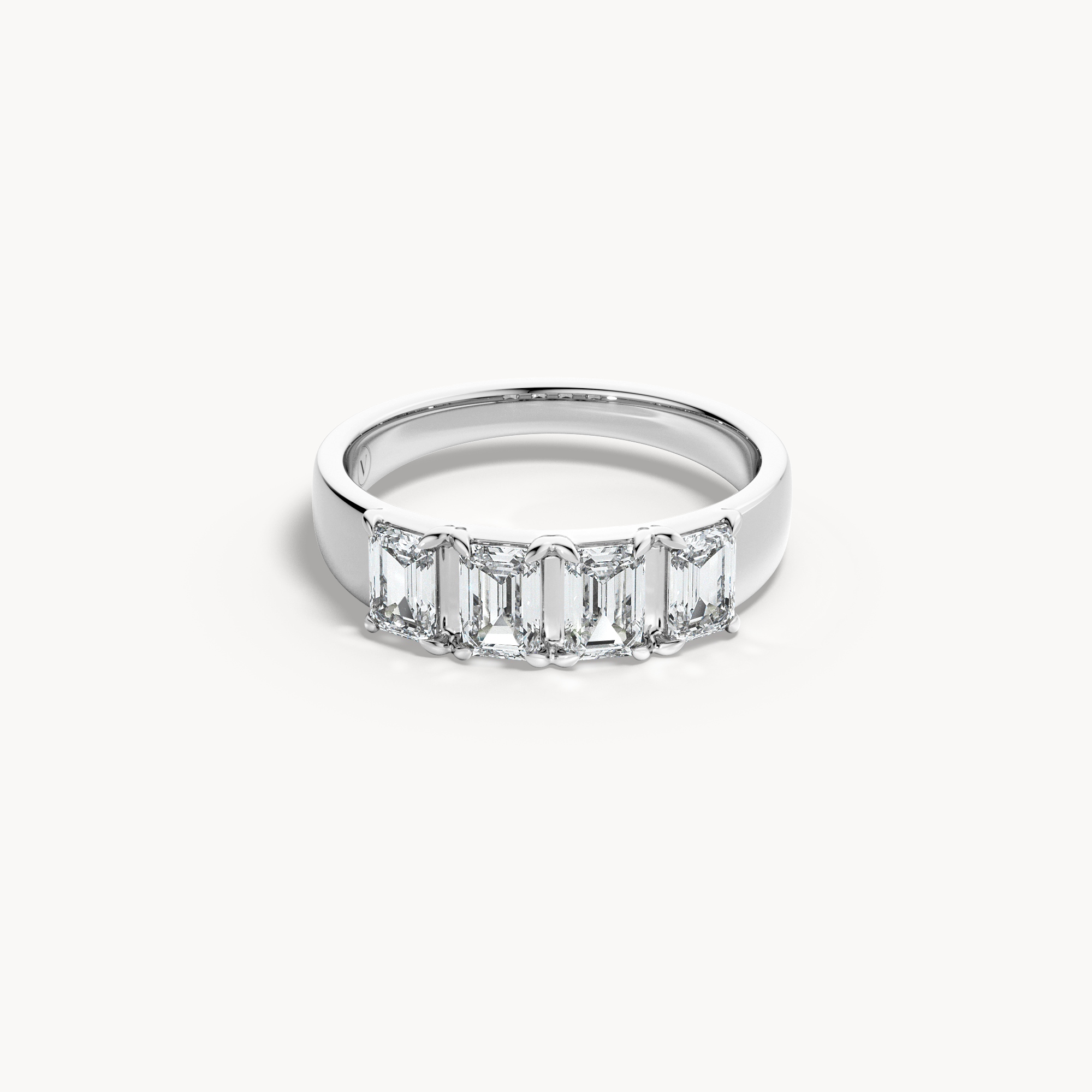 Emerald Cut Line Wedding Band