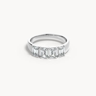 Emerald Cut Line Wedding Band