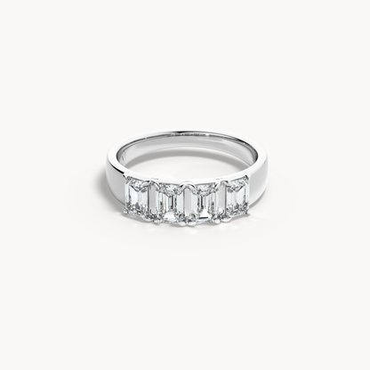 Emerald Cut Line Wedding Band