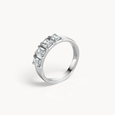 Emerald Cut Line Wedding Band