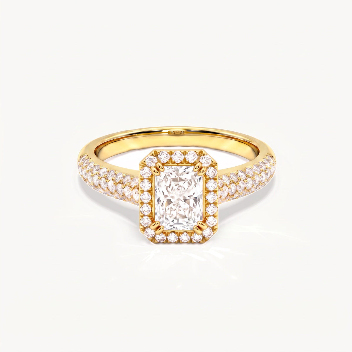 Devon Pavé Verlobungsring 0,86ct. in 18kt. Gelbgold, liegend